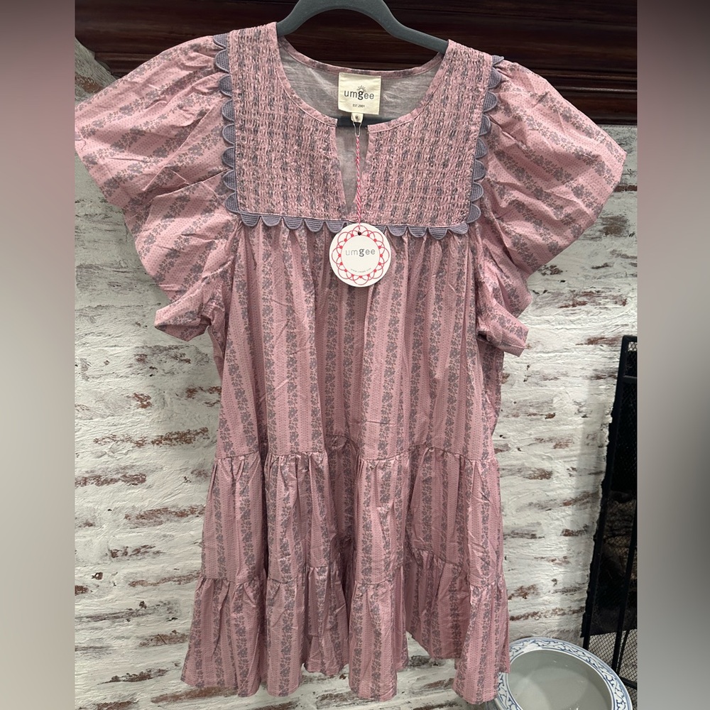 Umgee Floral Cap Sleeve Tiered Mini Dress